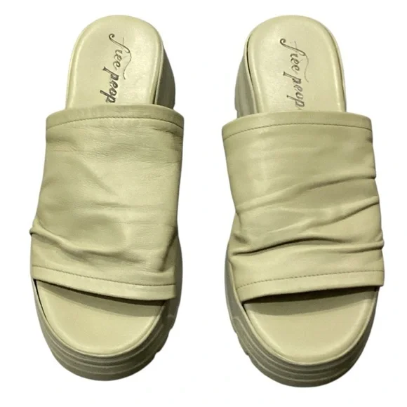 Free People Poolside Sporty Platform Sandal Slides Chunky Khaki Size 9.5 (40) - Picture 2 of 9